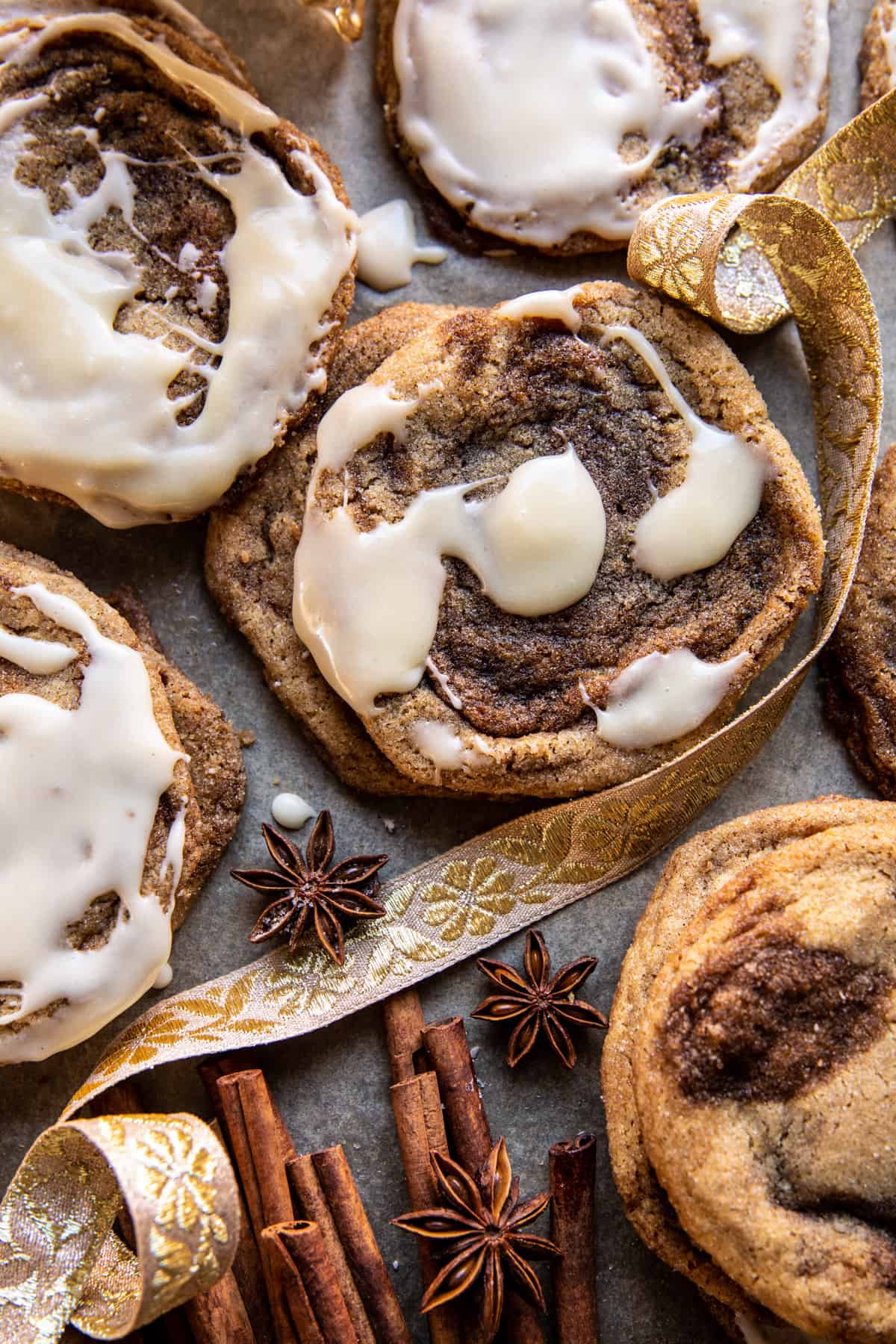 Chewy Frosted Cinnamon Swirl Snickerdoodles | halfbakedharbest.com