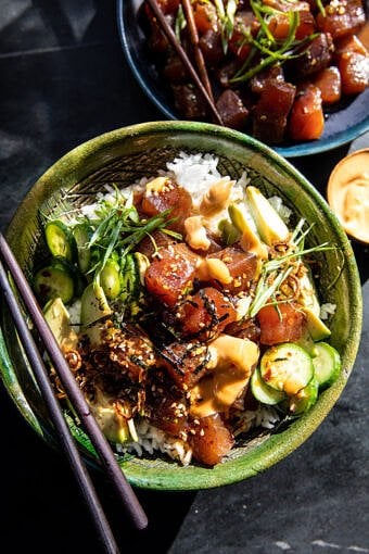 Red’s Favorite Spicy Tuna Poke Bowl | halfbakedharvest.com