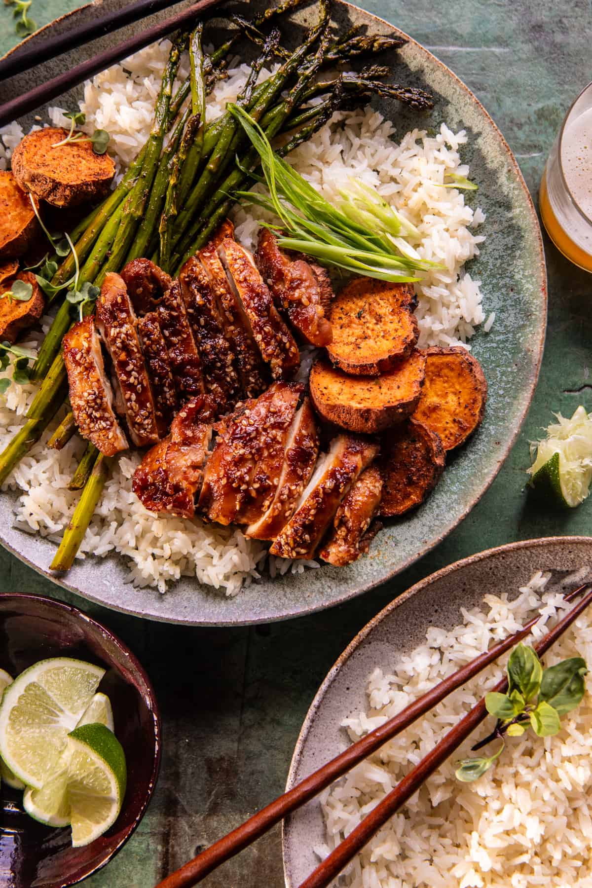 Sheet Pan Sesame Miso Chicken with Coconut Rice | halfbakedharvest.com